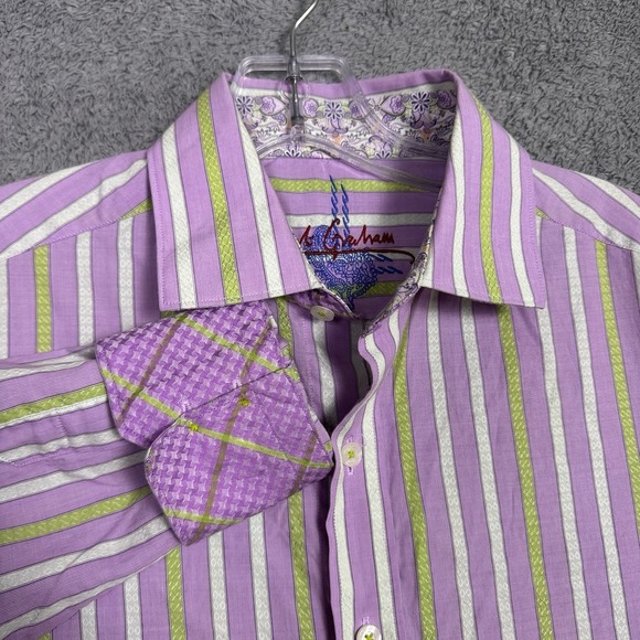 Robert Graham Other - Robert Graham Shirt Mens S Flip Cuff Geometric Striped Modern American Preppy